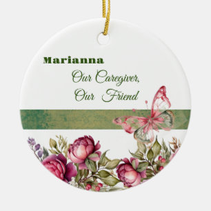 Roze Cottage Bloemen Zorgverlener Rond Ornament