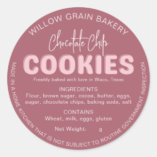 Roze Cottage Cookie Ingredientenlijst Sticker