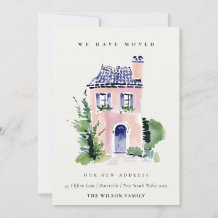 Roze Cottage Landschap Thuis We Zijn Verhuisd Kaar Bedankkaart