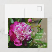 Roze Cottage Peony Flower Pun Briefkaart (Voorkant / Achterkant)