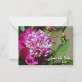 Roze Cottage Peony Flower Save the Date Notitiekaartje