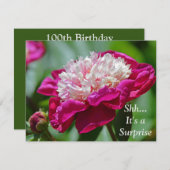 Roze Cottage Pioen Bloem Verrassing 100e Verjaarda Kaart (Voorkant / Achterkant)