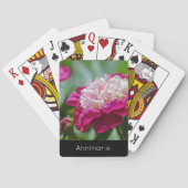 Roze Cottage Pioen Tuin Bloem w/Text Pokerkaarten (Achterkant)