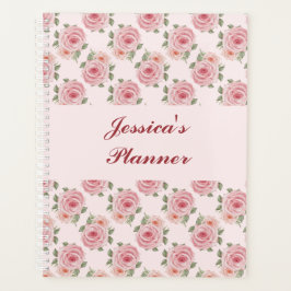 Roze cottage roos bloem  patroon planner