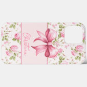Roze Cottage Roos met Bow Coquette Case-Mate iPhone Case (Achterkant (horizontaal))