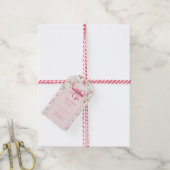 Roze Cottage Roos met Bow Coquette Vrijgezellenfee Cadeaulabel (Met Touw)