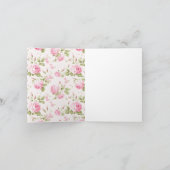 Roze Cottage Roos met Strik Coquette Bruidsmeisjes Bedankkaart (Binnen)