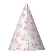 Roze Cottage Roos met Strik Coquette Feesthoedjes (Achterkant)