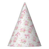 Roze Cottage Roos met Strik Coquette Feesthoedjes (Links)
