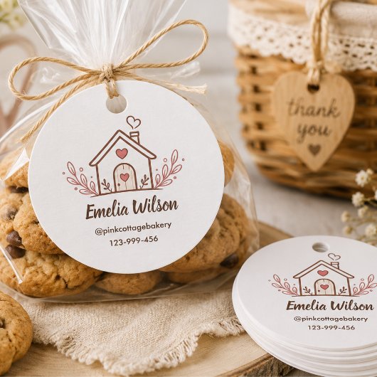 Roze Cottage Thuisbakkerij Bedankjes Labels