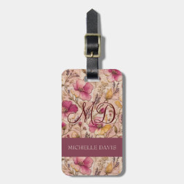 Roze Cottagecore Bloemige Mauve Botanische Reis Bagagelabel