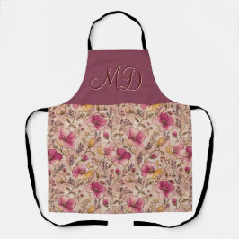 Roze Cottagecore Bloemige Vintage Borduurwerk Schort