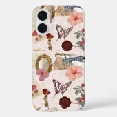 Roze Cottagecore Botanische Collage Hoesje (Achterkant)