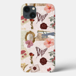 Roze Cottagecore Botanische Collage Hoesje