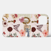 Roze Cottagecore Botanische Collage Hoesje (Achterkant (horizontaal))