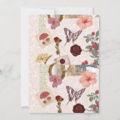 Roze Cottagecore Botanische Collage Kaart (Achterkant)