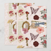 Roze Cottagecore Botanische Collage Kaart (Voorkant / Achterkant)