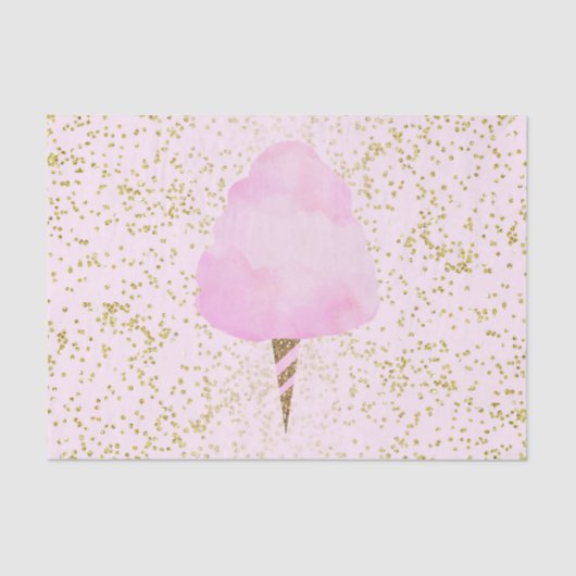 Roze Cotton Candy & Gouden Confetti Verjaardagsfee Tissuepapier (Voorkant)
