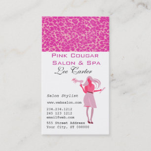Roze cougar Beauty Girl voor haarstylist en gloedd Afsprakenkaartje