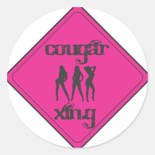 Roze Cougar Crossing 3 Dames Ronde Sticker