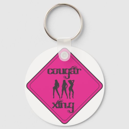 Roze Cougar Crossing 3 Dames Sleutelhanger (Voorkant)