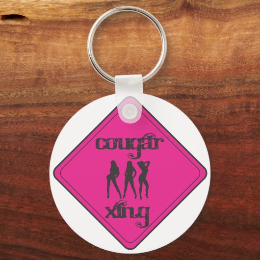 Roze Cougar Crossing 3 Dames Sleutelhanger (Voorkant)