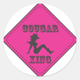 Roze Cougar Crossing Cowgirl Ronde Sticker