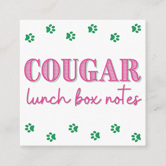 Roze Cougar Print Naam Lunch Box Notities (Voorkant)