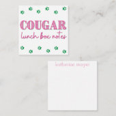 Roze Cougar Print Naam Lunch Box Notities (Voorkant / Achterkant)