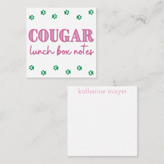 Roze Cougar Print Naam Lunch Box Notities (Voorkant / Achterkant)