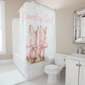 Roze Country Cowgirl Douchegordijn (In situ)