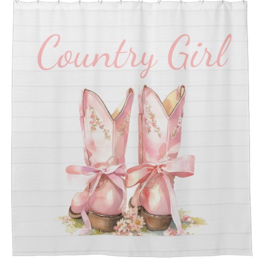 Roze Country Cowgirl Douchegordijn (Voorkant)