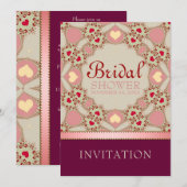 Roze Country Hearts Bruiloft Feest Uitnodiging (Voorkant / Achterkant)