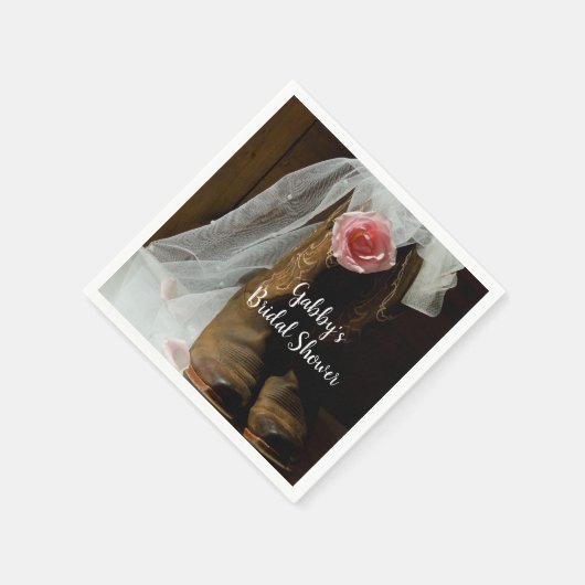 Roze Country Roos en Cowboylaarzen Bruidsdiner Servetten (Hoek)