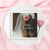 Roze Country Roos en Cowboylaarzen Bruidsdiner Servetten