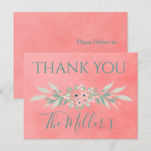  Roze Country Wedding Bedankt Briefkaart (Voorkant / Achterkant)