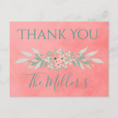  Roze Country Wedding Bedankt Briefkaart (Voorkant)