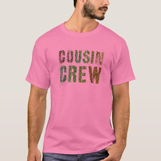 Roze COUSIN CREW Lopard Print Funny Grammy Pawpaw T-shirt (Voorkant)