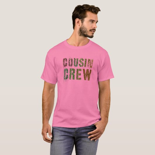Roze COUSIN CREW Lopard Print Funny Grammy Pawpaw T-shirt (Voorkant volledig)