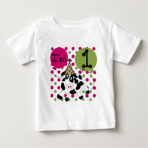 Roze Cow 1st Birthday Tshirts en cadeautjes