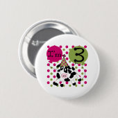 Roze cow 3rd Birthday Ronde Button 5,7 Cm (Voorkant /achterkant)