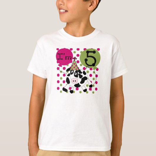Roze Cow 5th Birthday T-shirt (Voorkant)