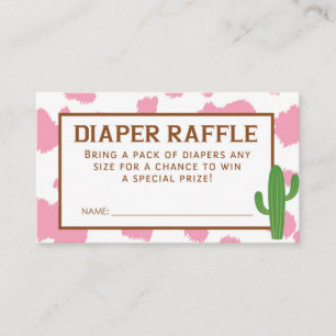 Roze Cow Print Diaper Raffle Ticket Informatiekaartje