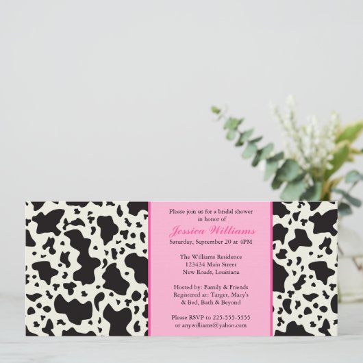 Roze Cow Print Vrijgezellenfeest Kaart (Staand voorkant)