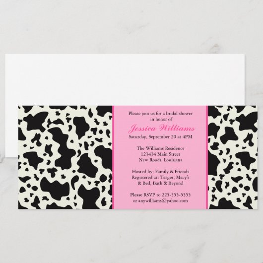 Roze Cow Print Vrijgezellenfeest Kaart (Voorkant / Achterkant)