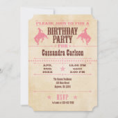 Roze Cowboy Birthday-uitnodiging Kaart (Voorkant)