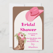 Roze Cowboy Bloemen Bruids Douche Uitnodigingskaar Save The Date (Voorkant)