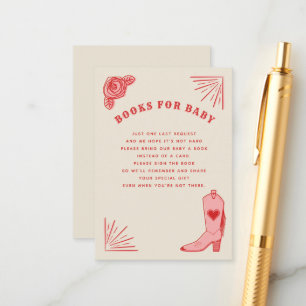 Roze Cowboy Boot Cowgirl Baby shower Boek Aanvraag Informatiekaartje