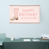 Roze Cowboy Boot Happy Birthday Spandoek (Beurs)