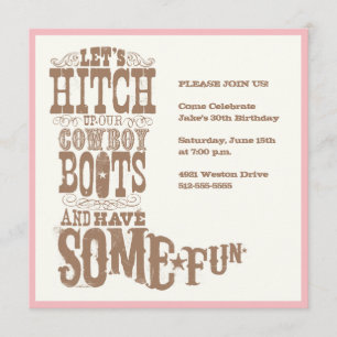Roze Cowboy Boot Invitations Kaart